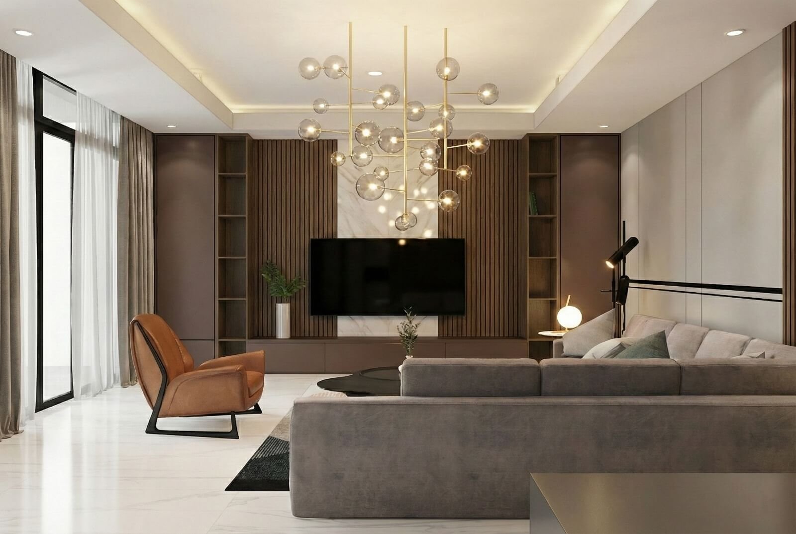 Backdrop TV jasa layanan pembuatan Backdrop TV Custom nuraga interior